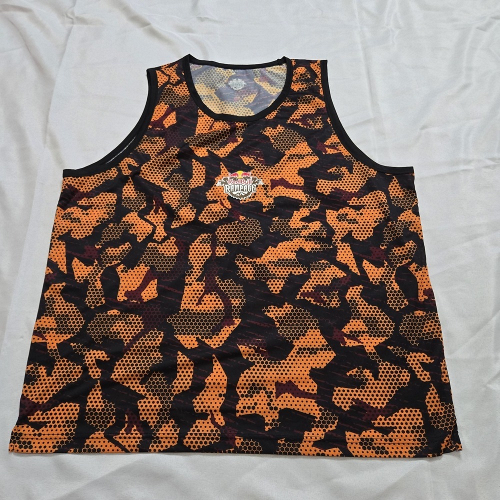 Red Bull Rampage Jersey‎ MTB Tank Top Orange Camo Rare XL 2XL Mountain Bike Tech